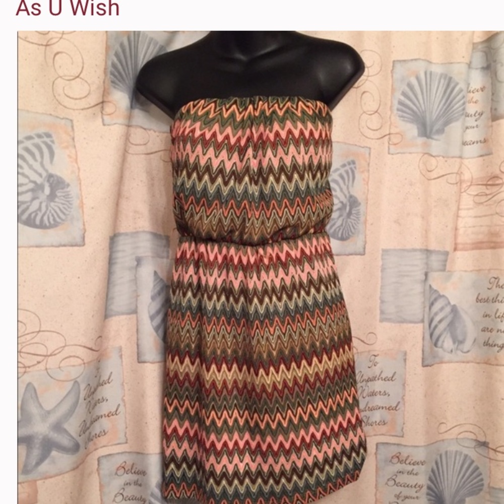 HIPPIE CHEVRON STRAPLESS TUBE DRESS